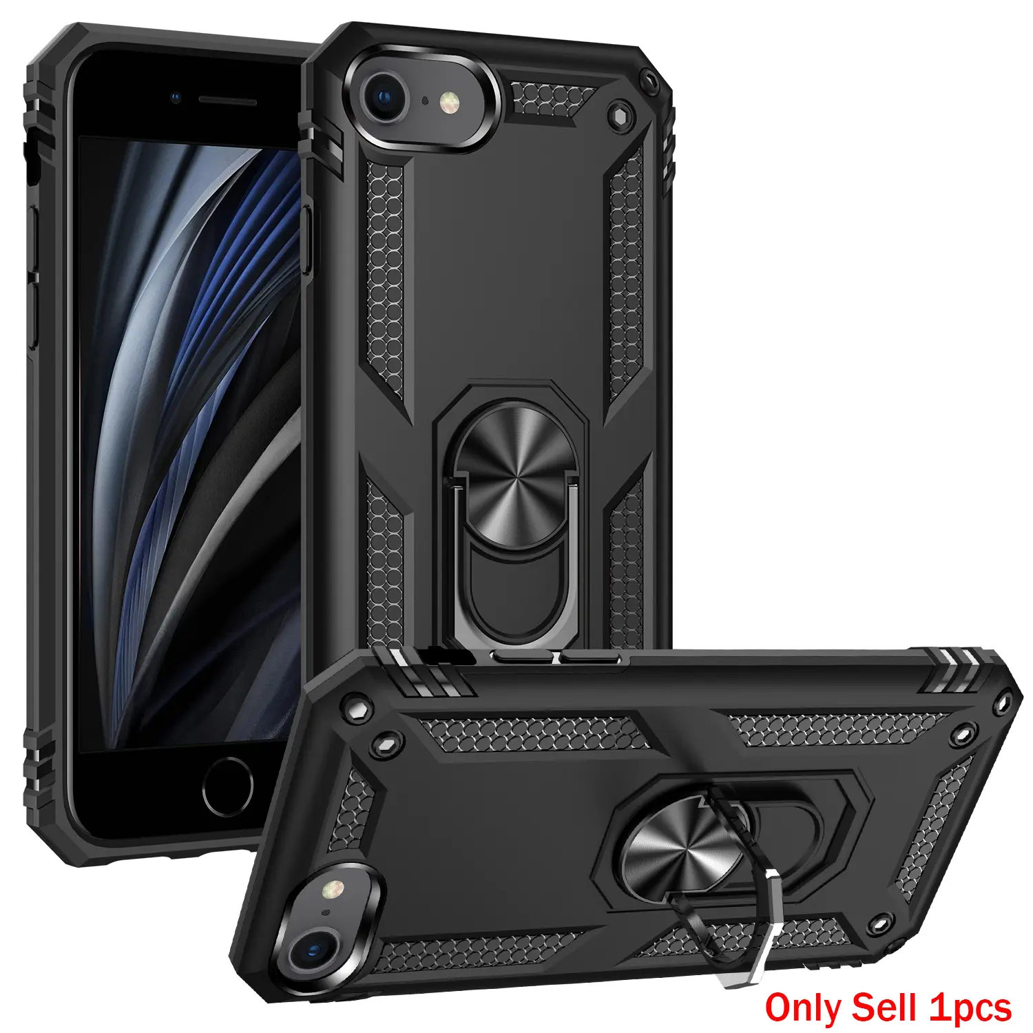 Case for iPhone 5S/SE Hard Shell, Shockproof, Scratch Resistant, Magnetic Ring Stand, Rotatable Holder, Pure Color, Anti-Displacement for iPhone 5S/SE Case