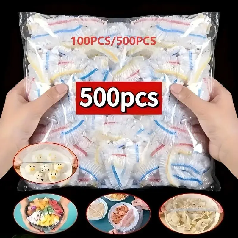 500PCS Disposable Plastic Wrap, Food Grade Refrigerator Leftovers, Food Plastic Sealed Fresh-Keeping Cover, Food Storage, Preservation, Anti Odor, Leak Proof, Dustproof Refrigerator Cover, Suitable for Kitchen, Picnic And Barbecue, Preserving Containers