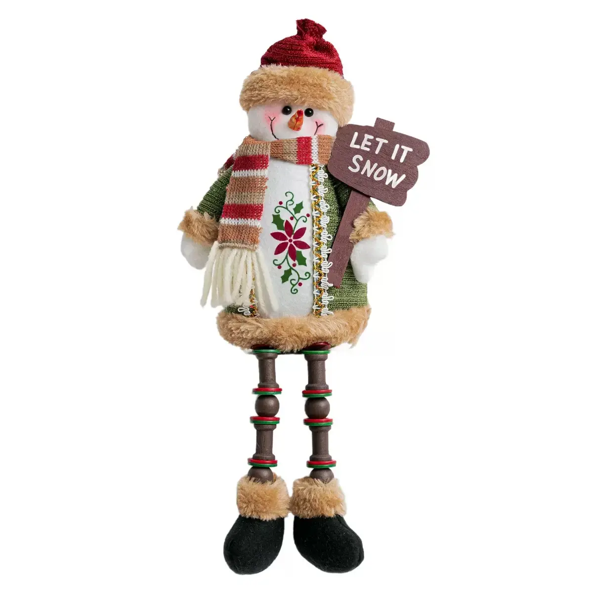 Santa Claus Snowman Statue Christmas Decoration, Plush Toy Ornament for Home Office, Indoor Outdoor Desk Fireplace Window Decor, Christmas Gift