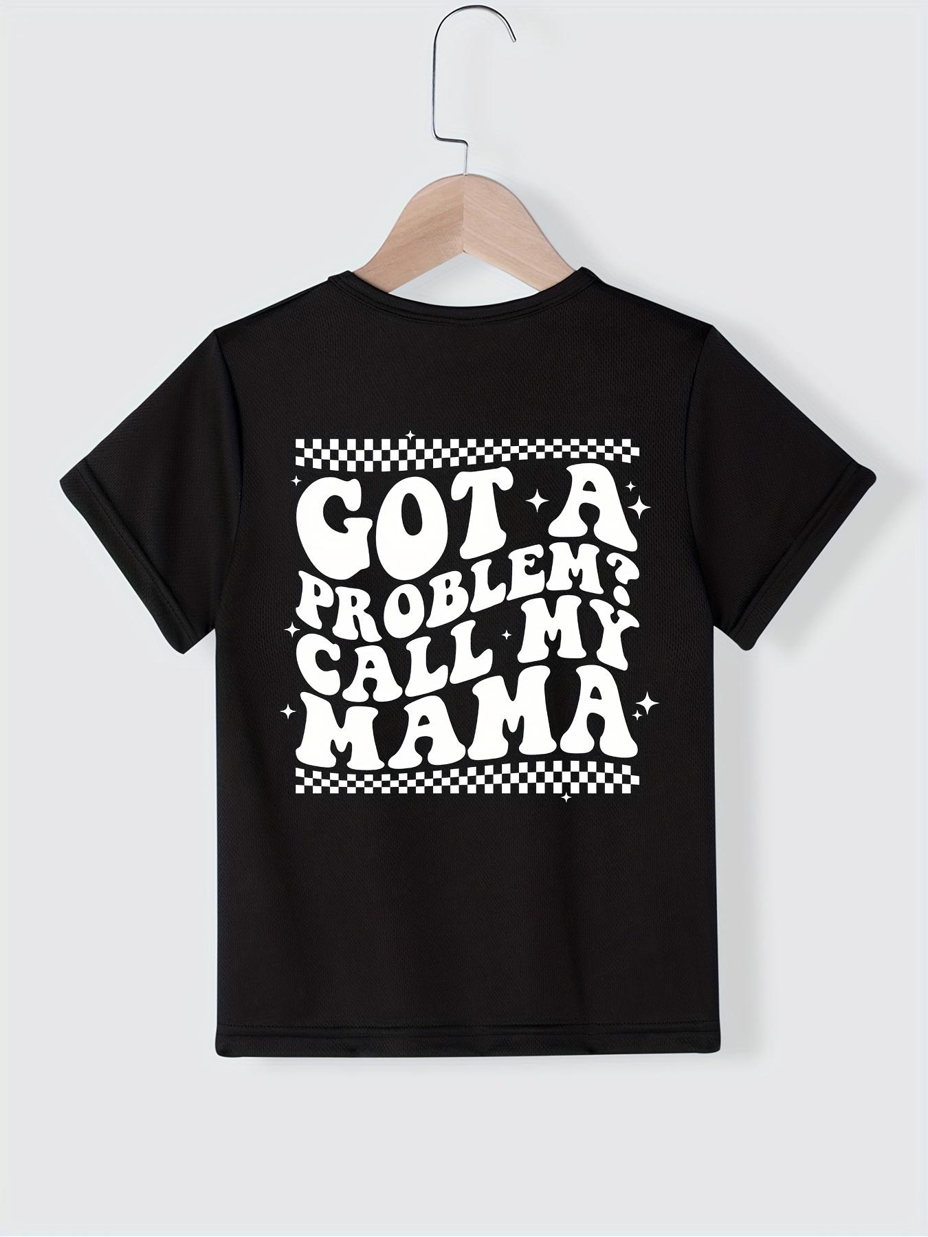 Summer Fashion Boys' Short-Sleeve T-Shirt with Skull Element "GOT A PROBLEM? CALL MY MAMA" Letter Print Double-Sided Casual Top NYDX4412