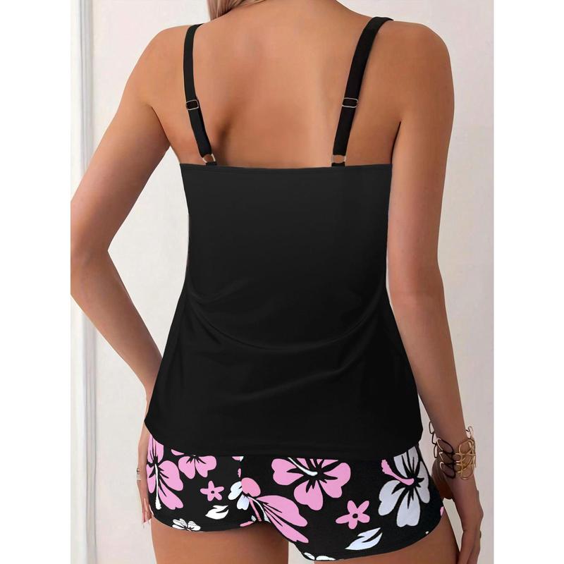 Tankini Swimsuits for Women - 2026 Tummy Control Two Piece Bathing Suit with Sporty Pockets Shorts Blouson Swimwear,short bathing suit bikinis set,bathing suits for the summer