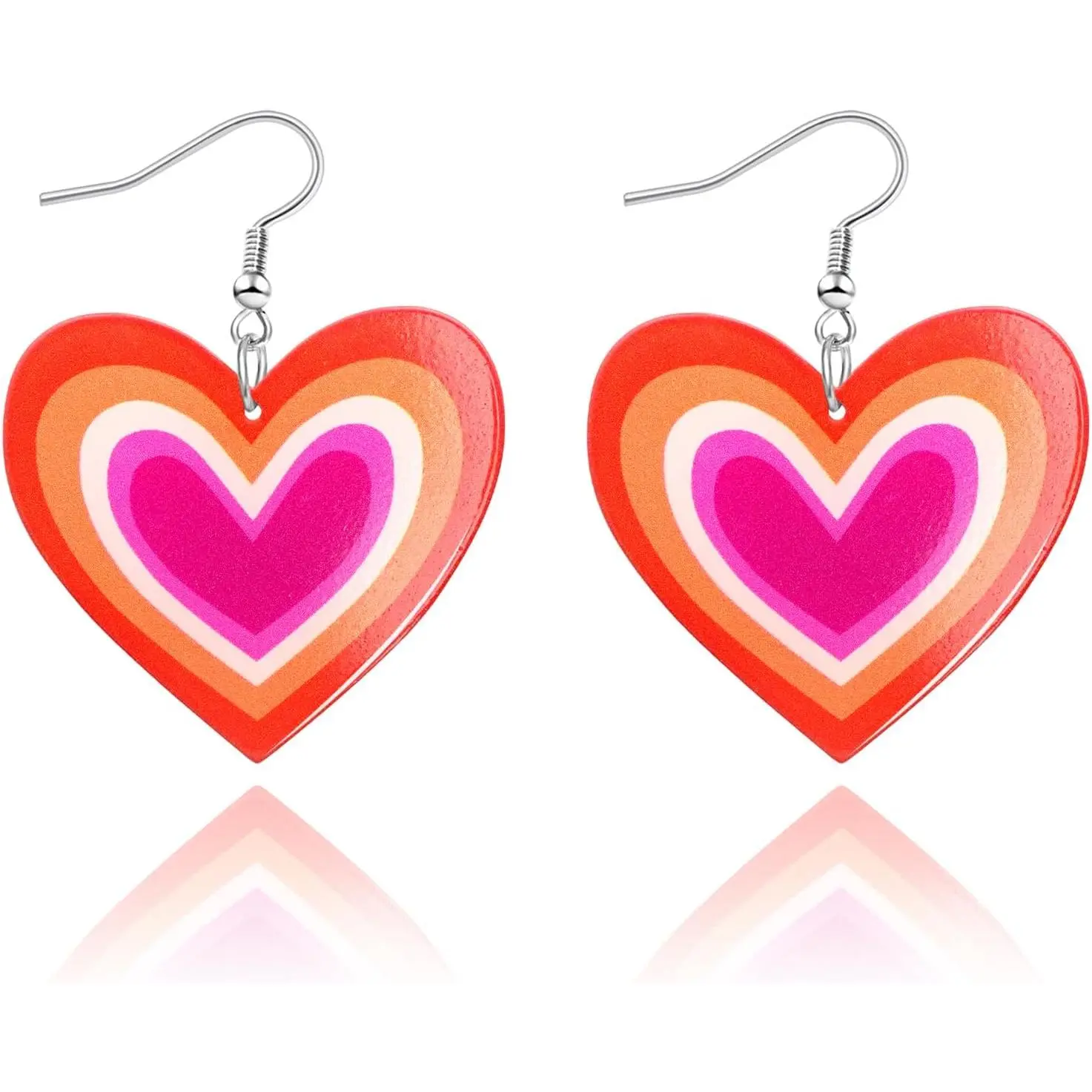 LGBT Rainbow Heart Dangle Earrings for Women Men LGBTQ Bisexual Trans Lesbian Pride Gifts with Progress Flag   Accessories