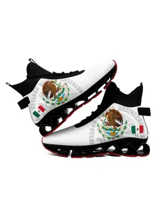 Men's Eagle Print Lace Up High-Top Sports Sneakers, MX Trendy Original Design with Breathable Sole, Durable Casual Comfortable Sports Running Blade Shoes, Male All-match Round Toe Shoes for Daily Wear Athletic Shoes