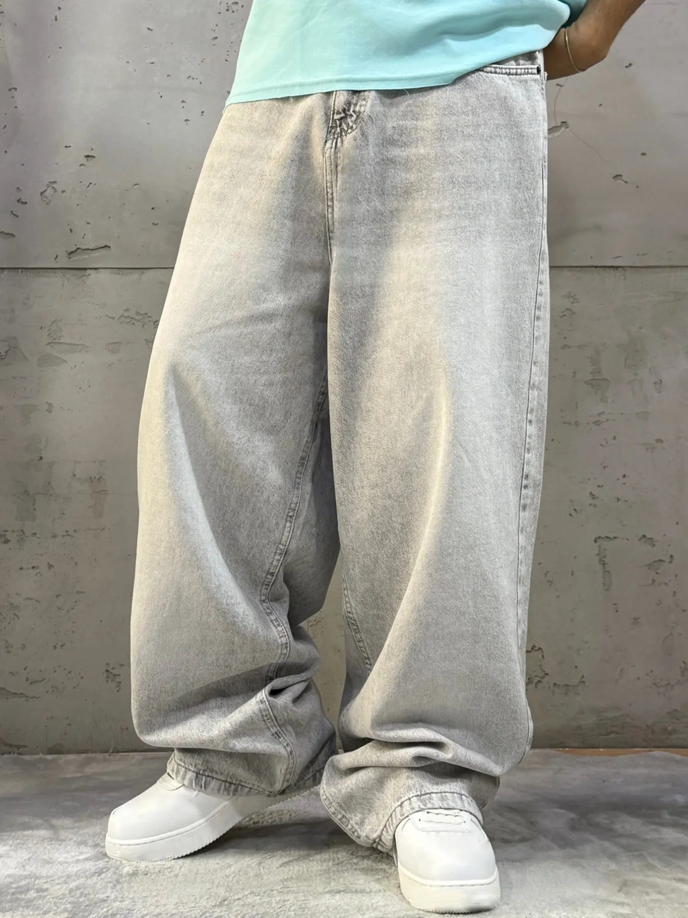 Light Straight Leg Jeans, Fashionable Wide Leg Denim Jeans for Men, Loose Fit Casual Long Jeans, Trendy and Versatile