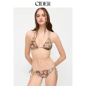 Cider Halter Neckline Aztec Print Triangle Top & Tie Side Low Rise Bikini Set