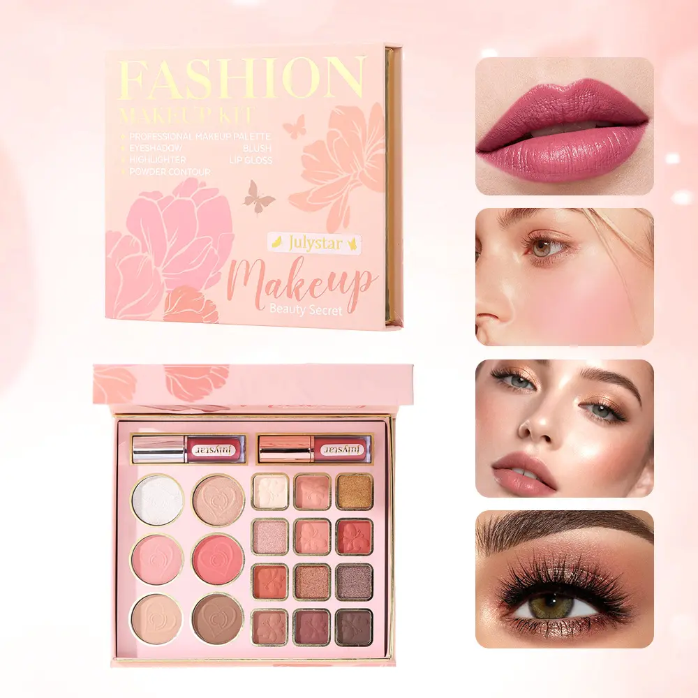 20 Color Multifunctional Face Makeup Palette, Natural Highlighter, Matte Lip Gloss, Eyeshadow, Contour, Beauty Essentials