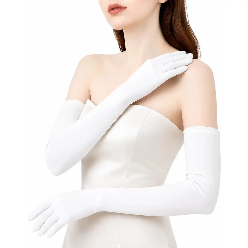 Long Opera Party Gloves Elastic sun protection gloves, Cosplay Elbow Length Matte gloves 23 inches 58cm