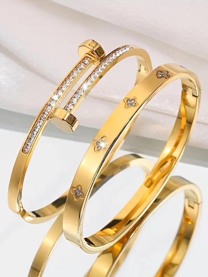 Fashionable Stainless Steel Bangle for Women & Men, Elegant Versatile Jewelry as a Gift, Classic Accessories for Daily Wear