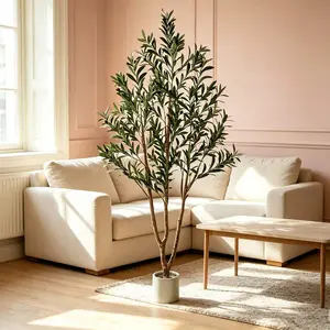 LEMEGO Upgraded Olive Tree Artificial Plants 6ft 7ft Faux Olive Trees With 3 Branches And Lifelike Fruits Outdoor Indoor Realistic Potted Plant For Mordern Home Office Living Room Decor