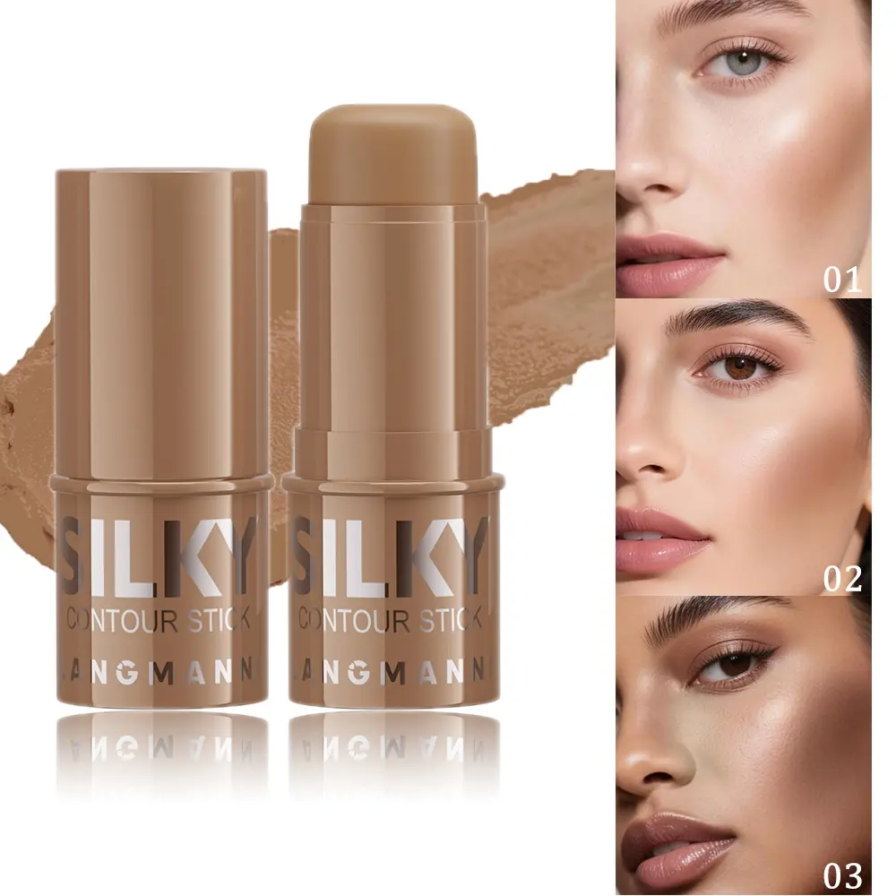 Silky Contour Stick, Contouring Cream Face Sculpting Bronzer Stick, Blendable Velvety Contour Makeup for Nose Cheek Jaw Collarbone, 3 Shades Long Lasting Contour Stick for All Skin Tones, Bronzer Balm