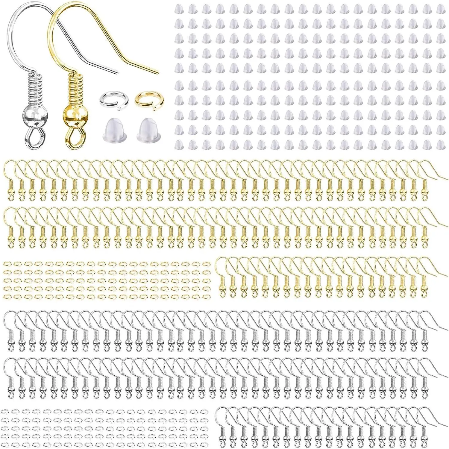 Earring Hooks for  Making, 600 count Earring Making Kit | 600 count Earring Making Supplies with Earring Hooks, Jump Rings and Backs, Earring Findings Wires Fish Hook ( & )