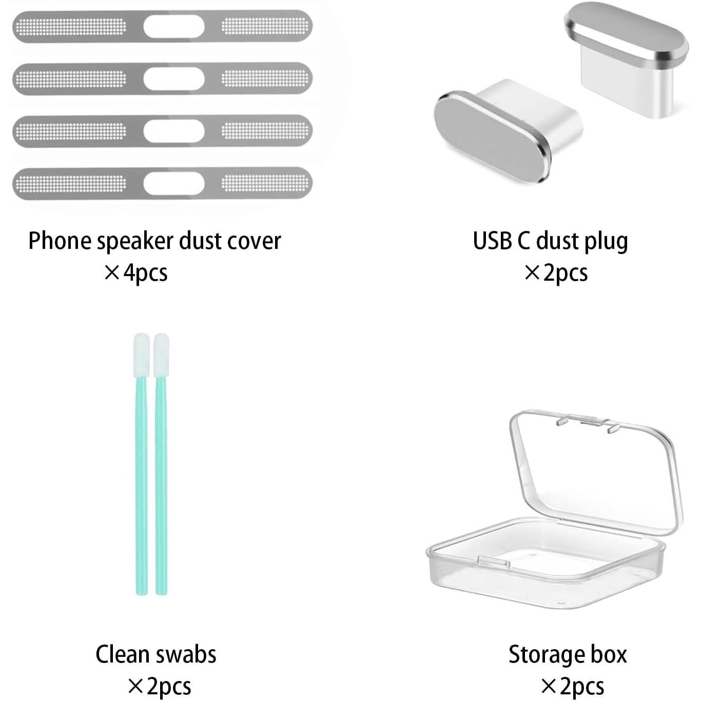 USB C Dust Plug, USB C Port Cover, USB C Plug Cover with Speaker Protector Dust Cover Compatible with  17 Pro -