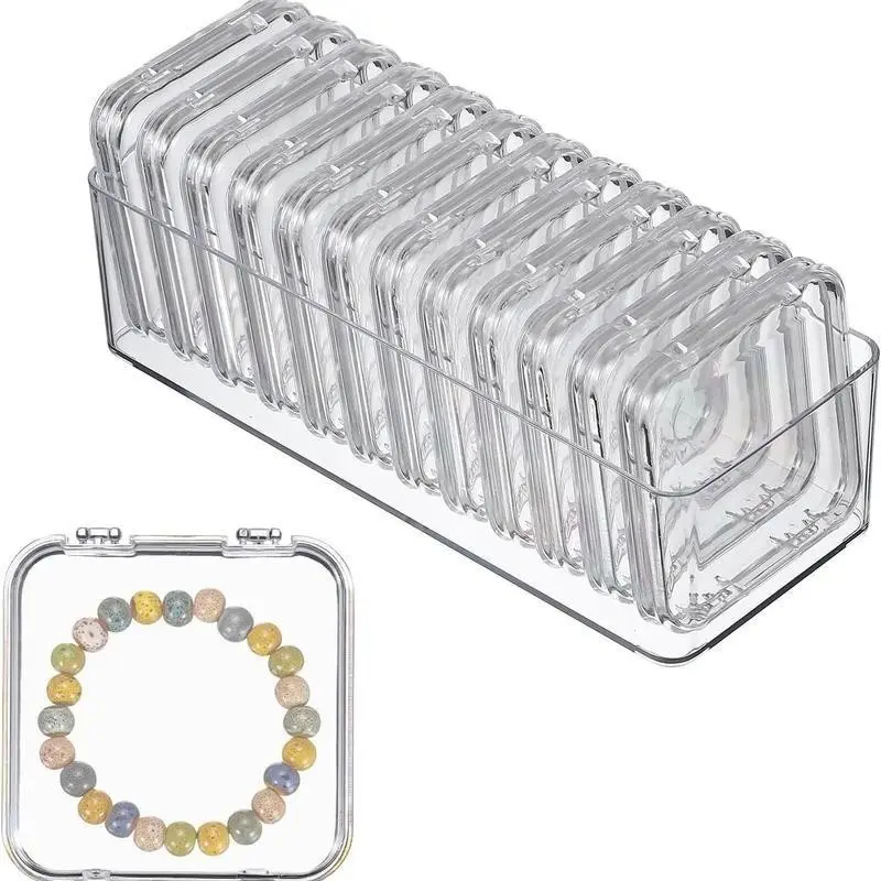 Jewelry Storage Box Set, 12 Transparent Compartments, Large Capacity Organizer, Portable Bead Holder, Ideal for Travel and Crafting