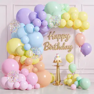 Pastel Balloon Arch Kit, Pastel Rainbow Latex Balloon with Colorful Confetti Party Balloons for Easter Birthday Bridal Shower Wedding Party Decoration
