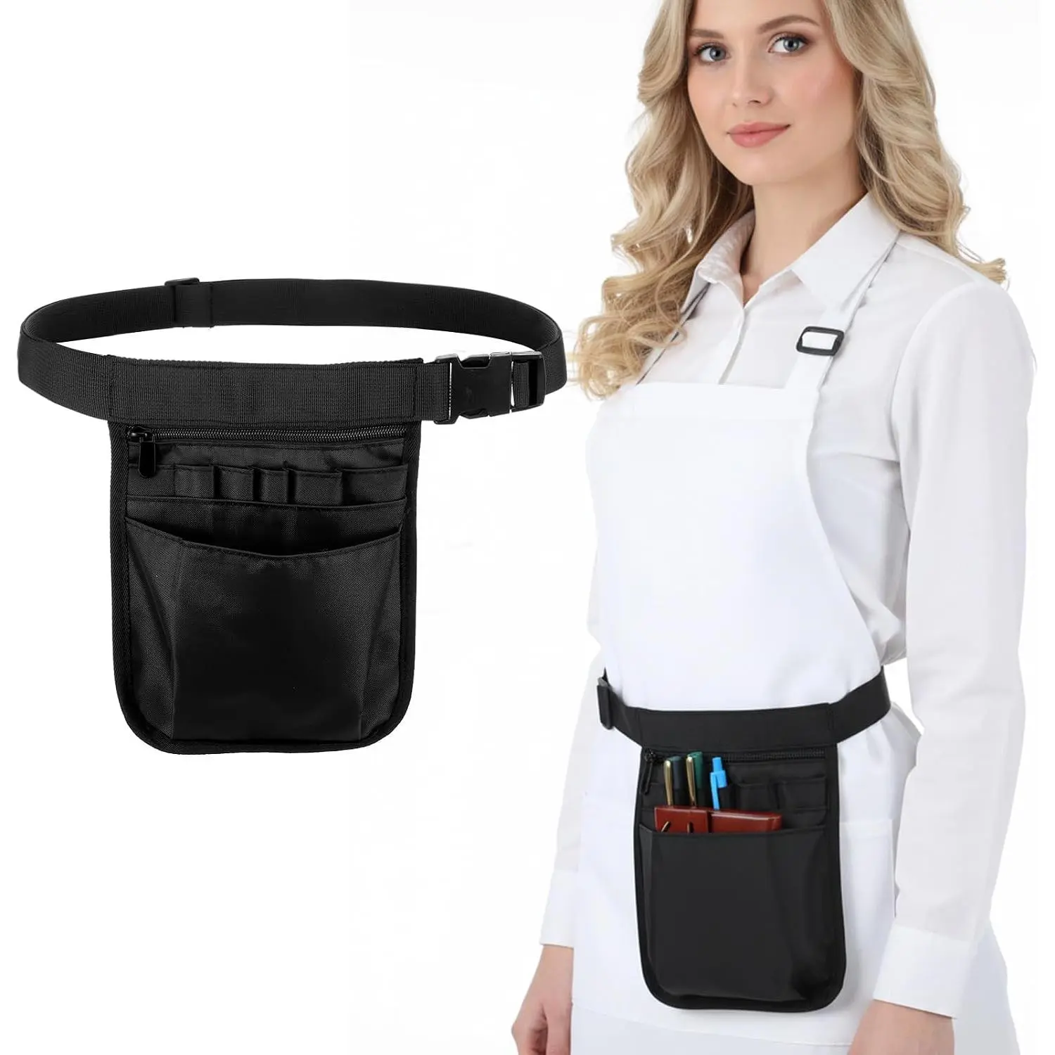 Server  Pouch Server Apron with Pockets Restaurant Waitress  Pouches Black Organizer Belt Utility  Bag Tool Belt Working Serving Pack for Restaurant Gardening  Waiter Hotel Bar