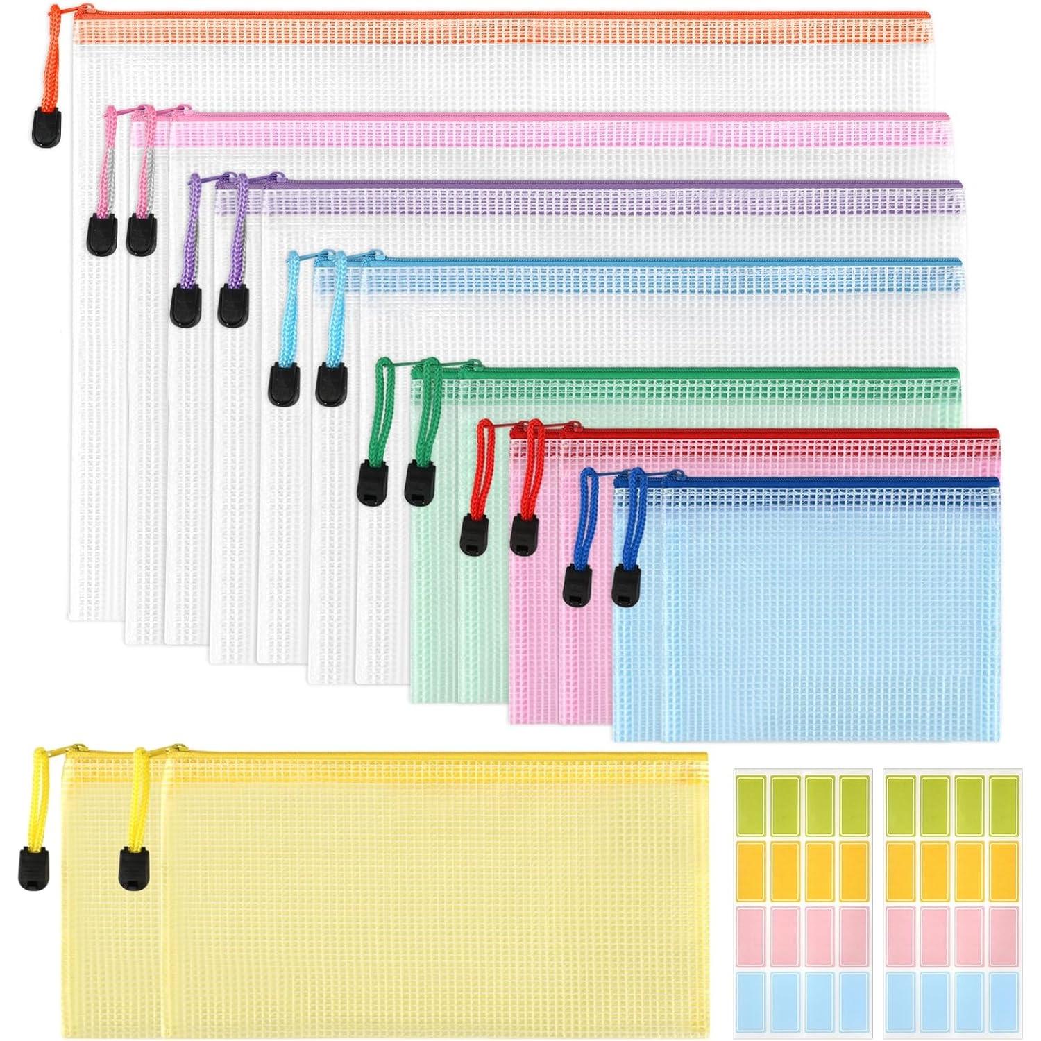 15Pack Document Wallets 8 Sizes Mesh Document Bags, Document Folder with Zip, Zip Bag for Documents, Receipt, Paper, Examination Sheet, Cosmetics - Home Improvement.