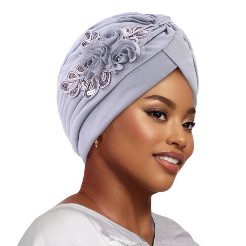 Sequined Pleated Turban Hat, Ethnic Indian Headwear & Hair Accessory
