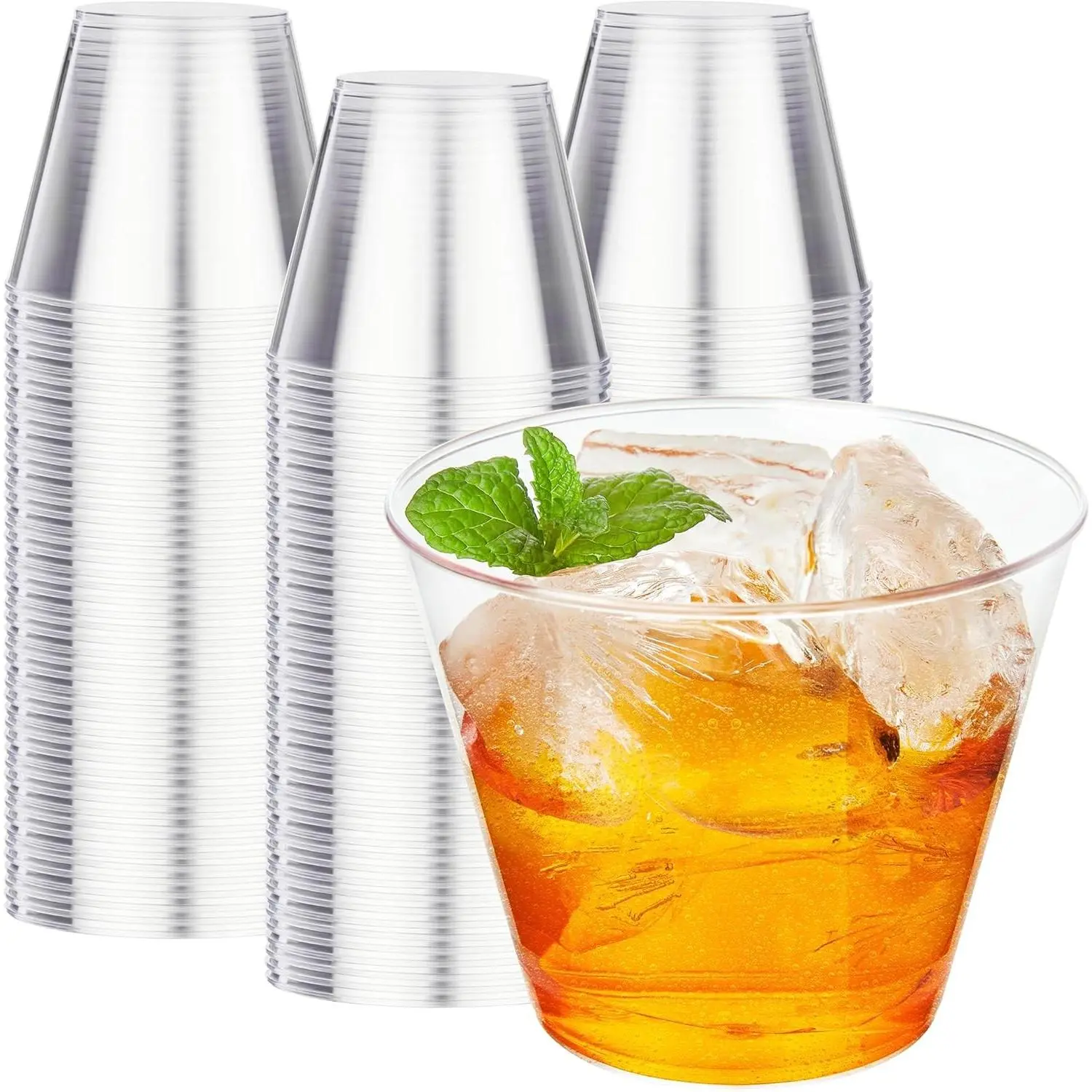 RACETOP 200 Pack 9 oz Clear Plastic Cups for Party | Disposable Clear Cup, Disposable Cups, Wine Glasses Cups, Plastic Cocktail Glasses