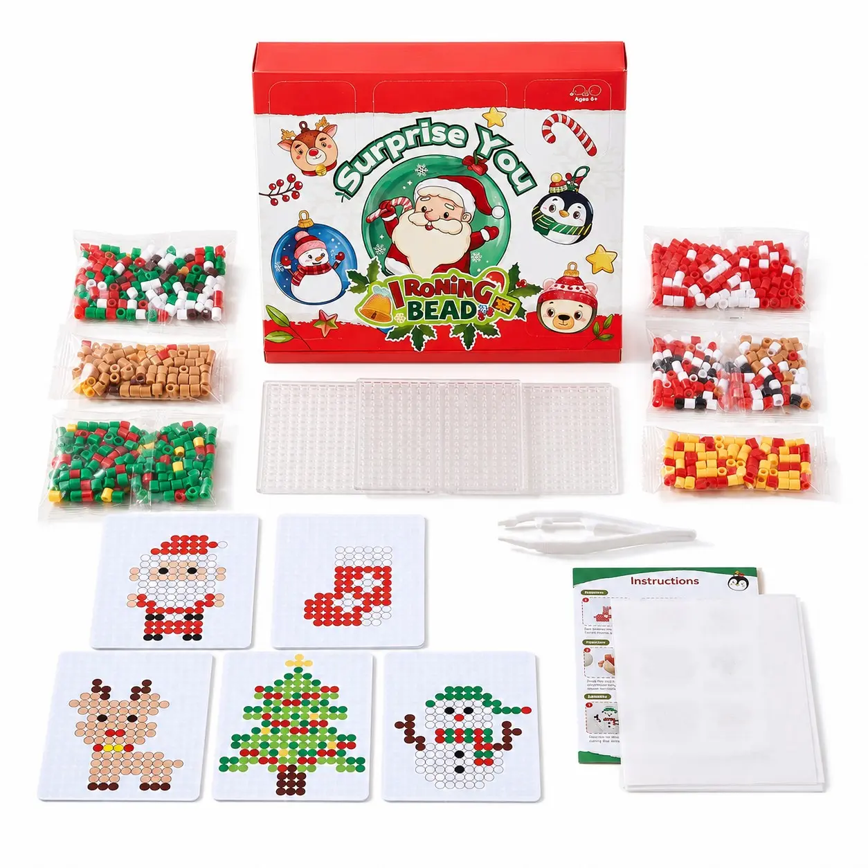 Christmas Themed DIY Melting Bead Kit, Create Your Own Embroidery Designs, Perfect for Home Crafts, Ideal Christmas Gift