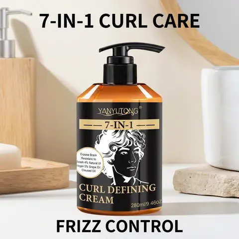 Men's Advanced Curl Cream Balm 280ML, 7-In-1 Argan Oil Styling Lotion, Unisex, Braids/curls, Color Protection, Heat Resistant, Nourishing, Frizz Control, For Men, Haircare, Perfect Curls, Curly Hair Products