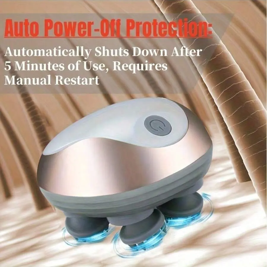 Electric scalp massager, Type-C charging (including 500mah lithium battery).Three-speed speed regulation, one-button free switching.Equipped with 4 detachable silicone massage claws.Suitable for head, neck, arm and leg massage.