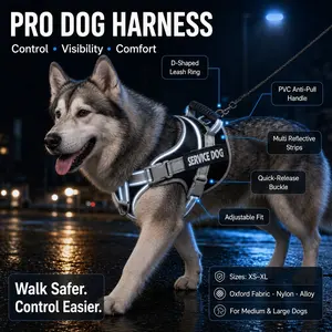 Adjustable Reflective Dog Harness, No Pull Dog Harness with Handle, Soft Dog Vest, Easy Walking and Training Harness for Small, Medium and Large Dogs