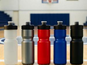 50 Strong Sports Water Bottles – Reusable 22 oz BPA-Free Plastic Bottles with Pull Top Cap – Made in USA – Top Rack Dishwasher Safe – Fits Most Bike Cages Brand