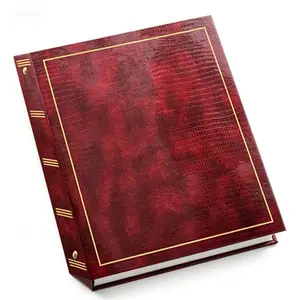 Magnetic Self-Adhesive 3-Ring Photo Album with Cover, 100 Pages (50 Sheets) Burgundy Red, No Glue Needed, Reusable, Self-Stick Pages for Travel Keepsakes Storage