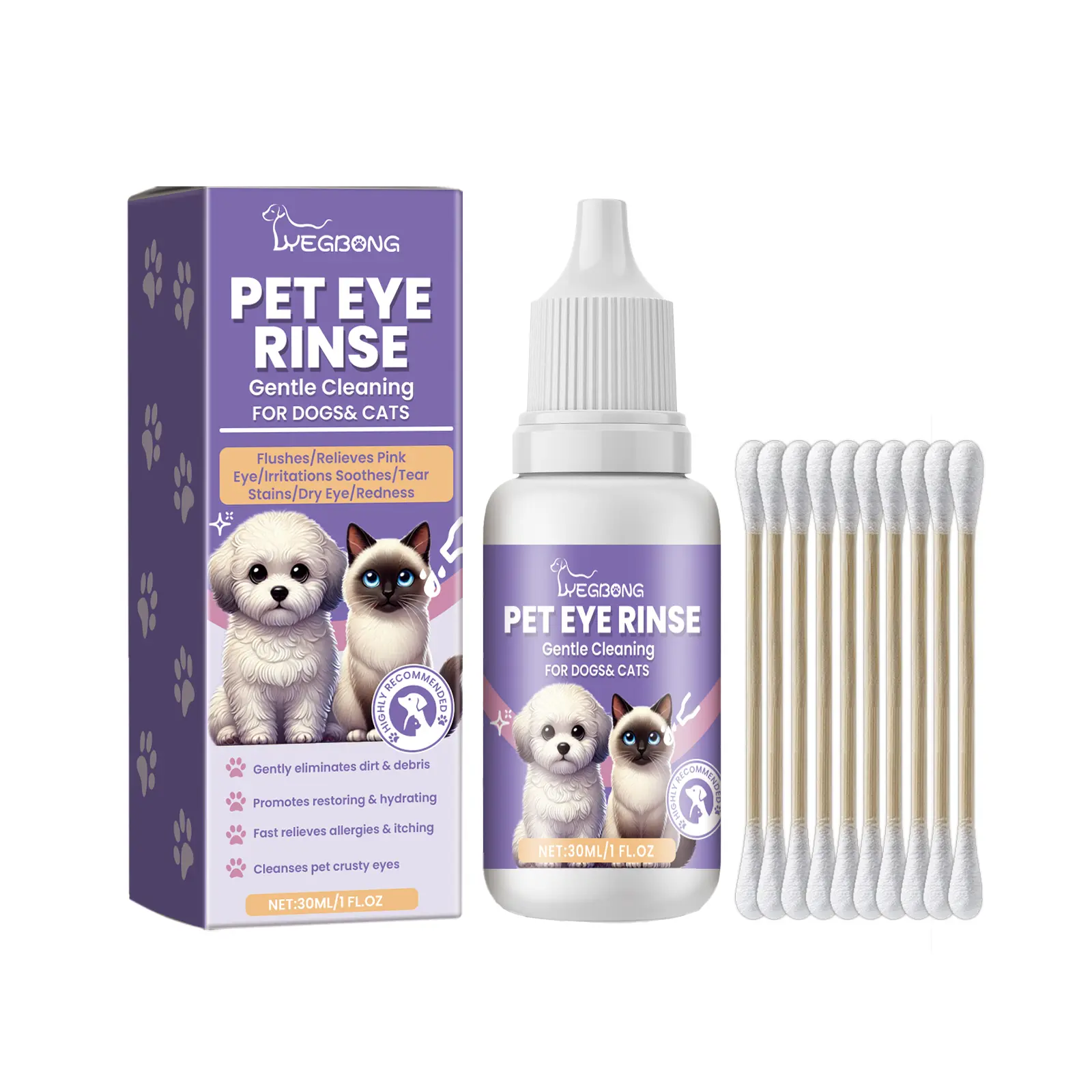 Yegbong Gentle Eye Wash For Pets, Gently Cleans The Eye Dirt Of Pet Cats And Dogs