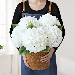 Lifelike Silk Artificial Hydrangeas Decor, 6Pcs 20in Large Fake Flowers for Bouquet, Wedding Table Centerpieces, Indoor Home Decorative Arrangements