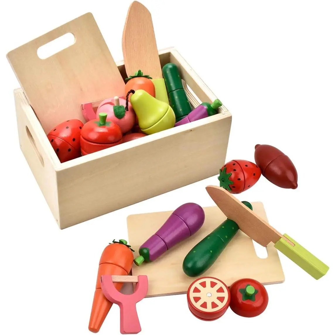 Wooden Play Food for Kids Kitchen - Toys Food Vegetables and Fruit for 2 Year Old Boys Girls Role Pretend Play Early Education Montessori Educationfidget toys