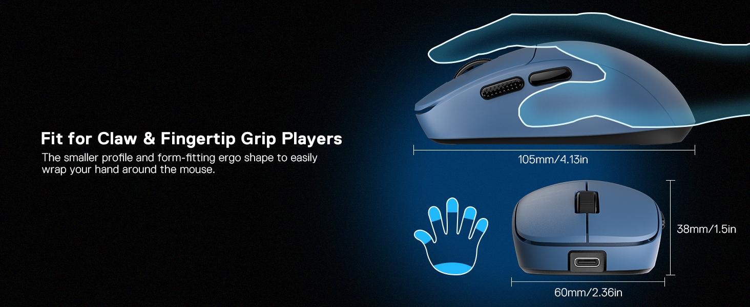 Redragon M817 Wired Gaming Mouse, 24000 DPI Optical Mice with 5 Programmable Buttons & Ergonomic Design, 37G Ultra Lightweight, Software Supports DIY Keybinds, Blue