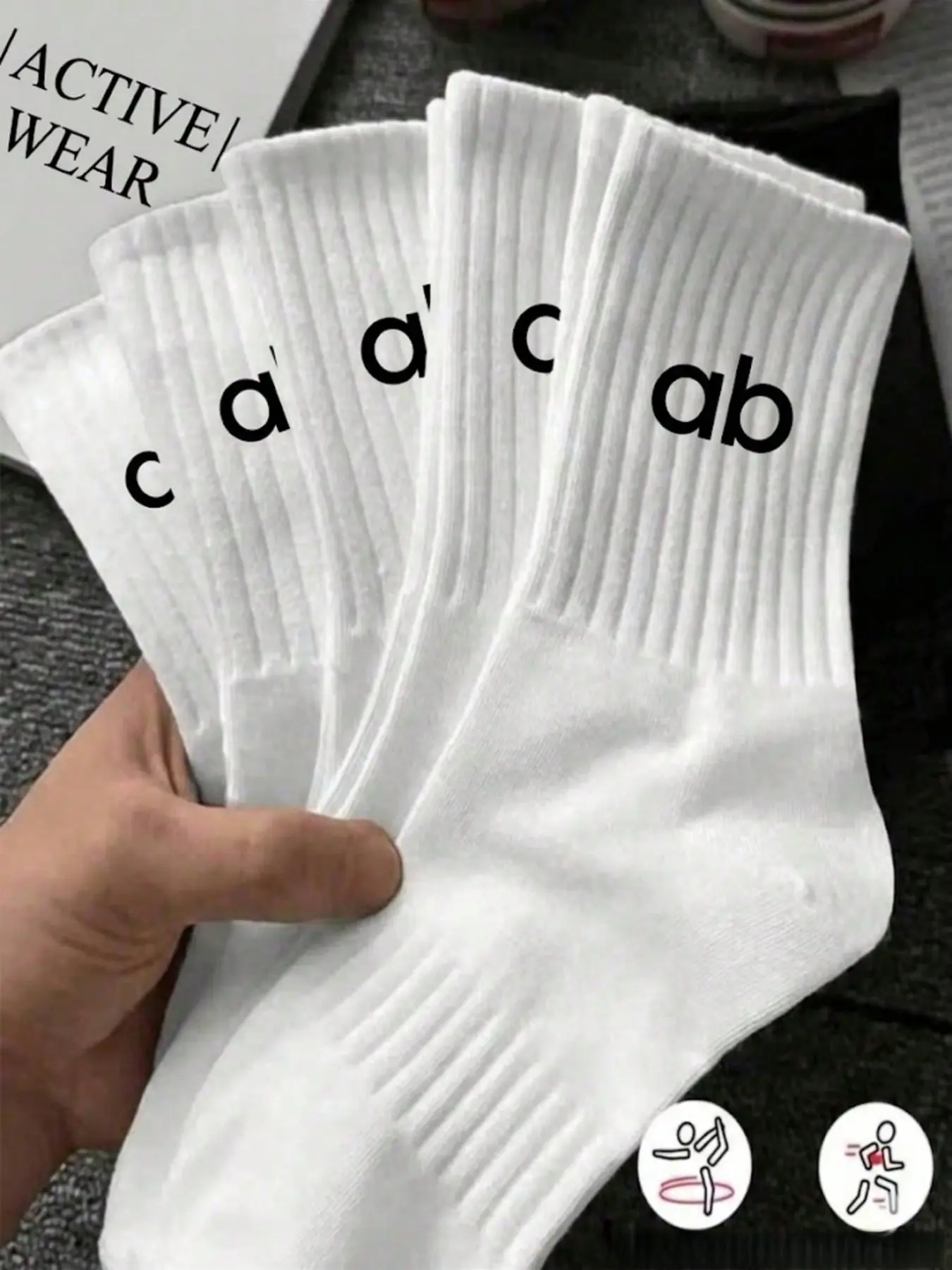 5 Pairs Letter Pattern Unisex All-Season Casual Mid-Calf Sports Socks, Comfortable and Versatile Footwear for Everyday Use