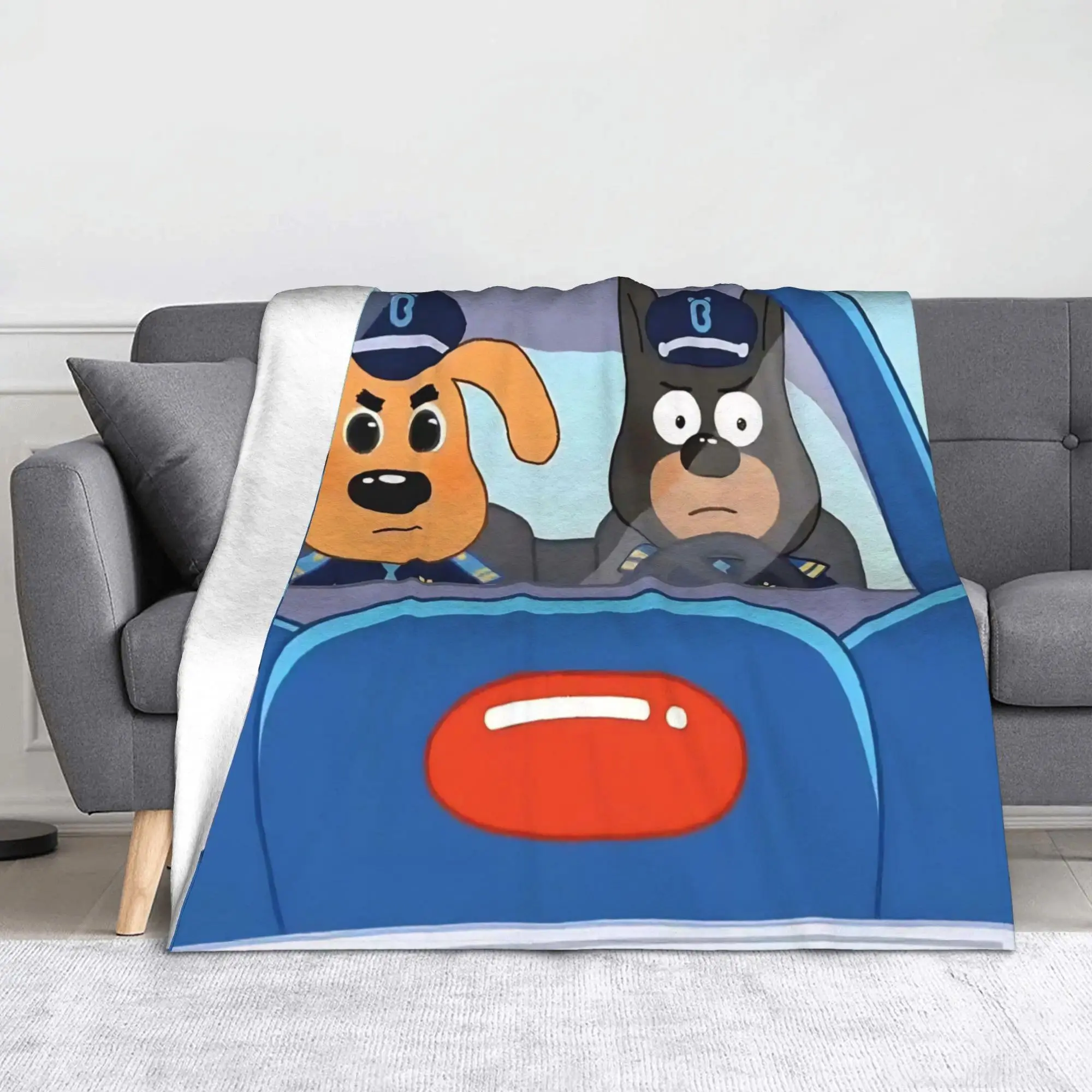 Sheriff Labrador Dog Cartoon Fleece Blanket Warm Soft Throw Blanket for Couch Bed Decor