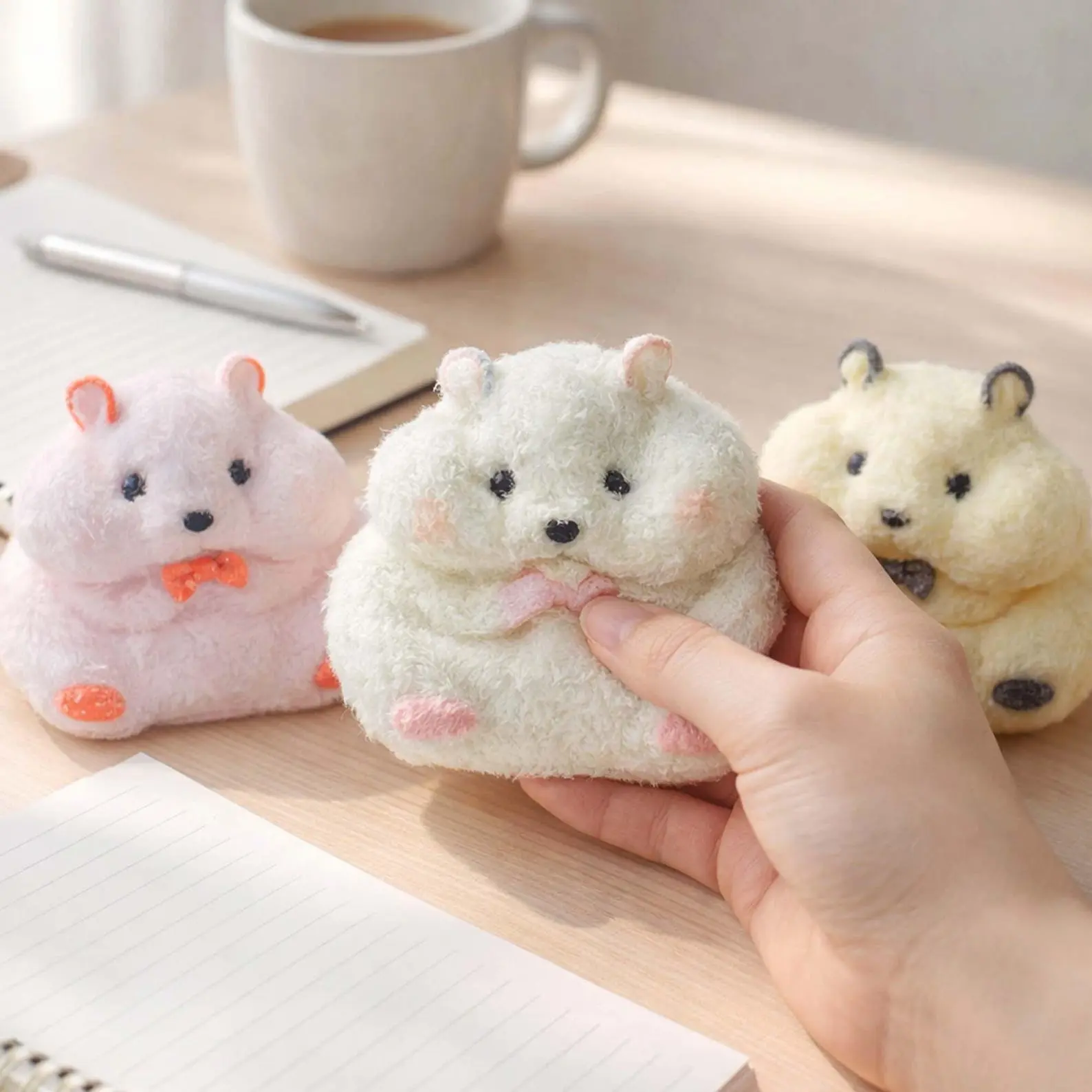 Handmade Flocked Hamster Taba Squishy | Velvety Slow Rise Silicone Stress Relief