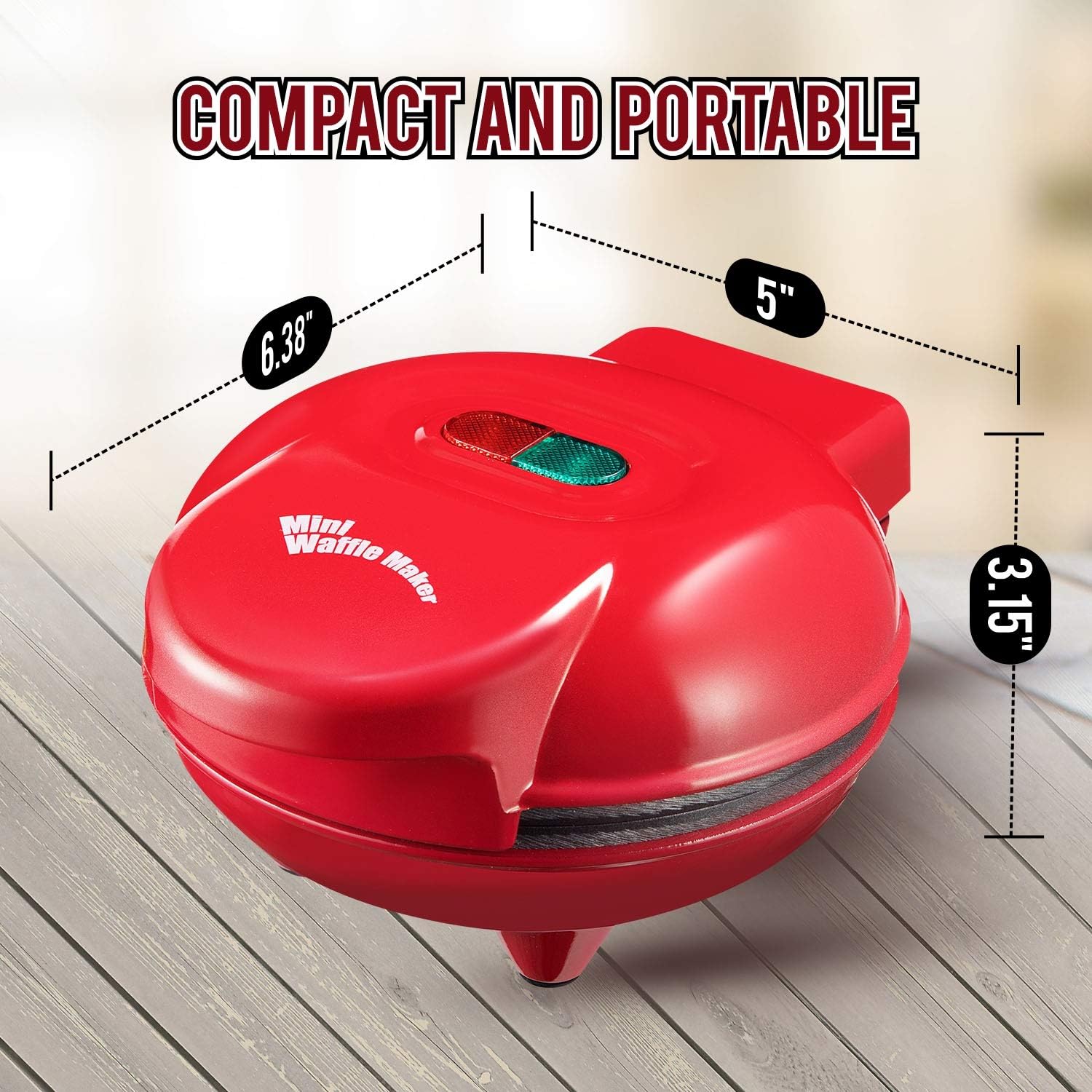 Burgess  Mini Churwaffle Maker - Makes 4-Inch Waffles, Chaffles, and Cornbread Churro Waffles -  Housewarming and Graduation