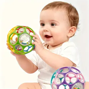 Plastic Baby Grasping Ball Rattles with Bell - Sensory Toy for Children Development & Learning, Random Color