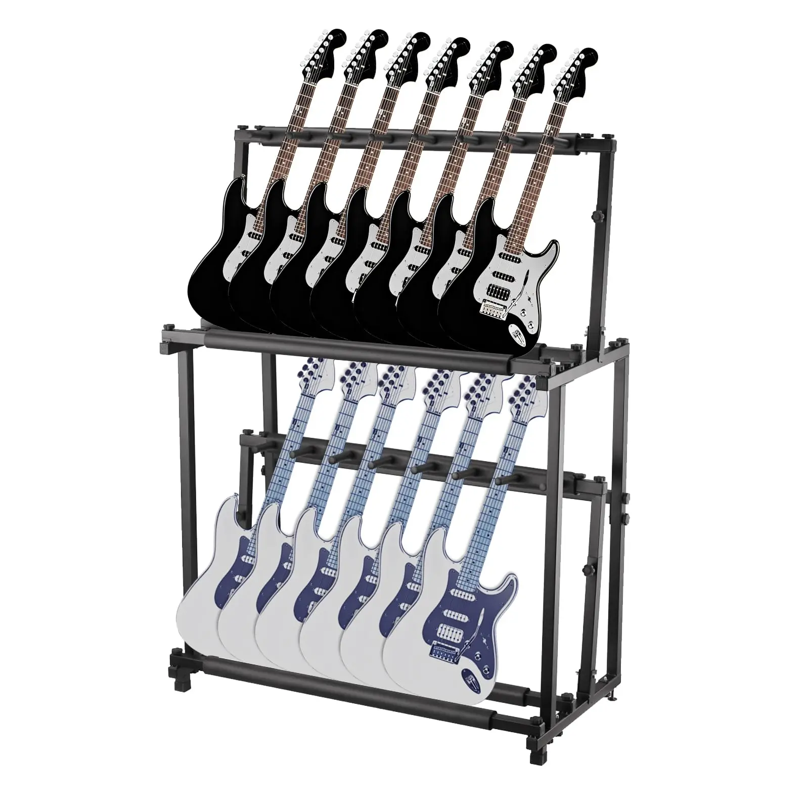 Gaomon 14-Slot Adjustable Dual-Tier Guitar Stand – Collapsible Metal Rack with Protective Foam, Non-Slip Padding, Detachable & Tiltable Design – Fits Acoustic, Electric & Bass Guitars – For Home, Studio, Band, Stage