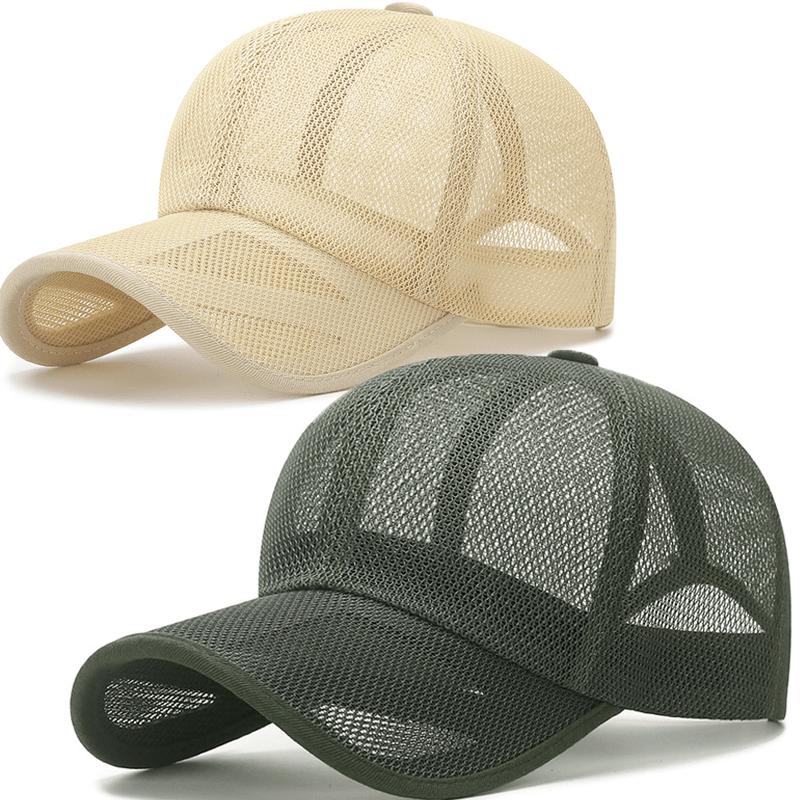 2pcs High-End Casual Outdoor Baseball Caps with Hollow Breathable Mesh Brim, Adjustable Snapback Closure, Unisex Summer Sun Hats for Travel, Work & Outdoor Activities (Black/Dark Gray), Adjustable Baseball Cap | Casual Cap | Mesh Design