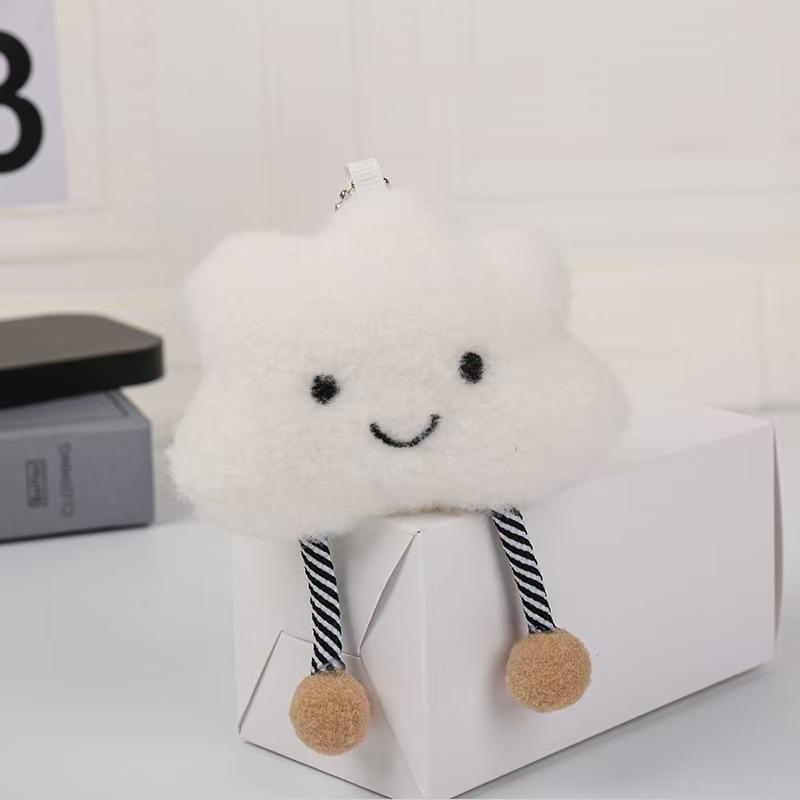 Cute And Creative Cloud Pom-Pom Cartoon Plush Toy Pendant, Smiley Face Fabric Decoration, DIY Accessory Hanging Ornament