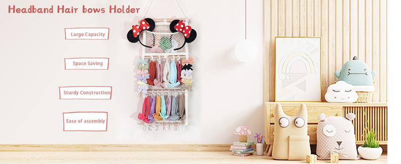 kangaroo Headband Holder Hair Bows Organizer for Girls Bow Holder Hair Accessories Wall Hanging Organizer for Girl Nursery Room Decor