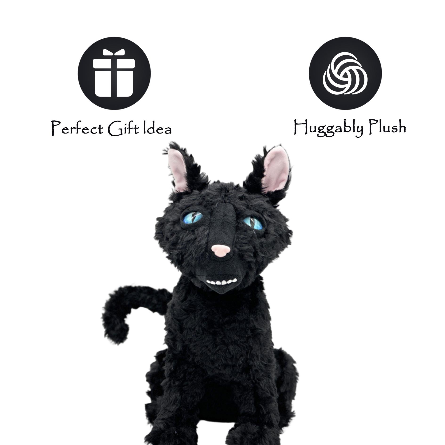34cm/13.38in Black Cat Plush Toy, Cute Cat Plushie, Stuffed Animal Anime Doll, Desk Ornament, Decorative Toy, Perfect Toy, Soft Stuffed Figure, Huggable Collectible, Soft Cuddly Gift