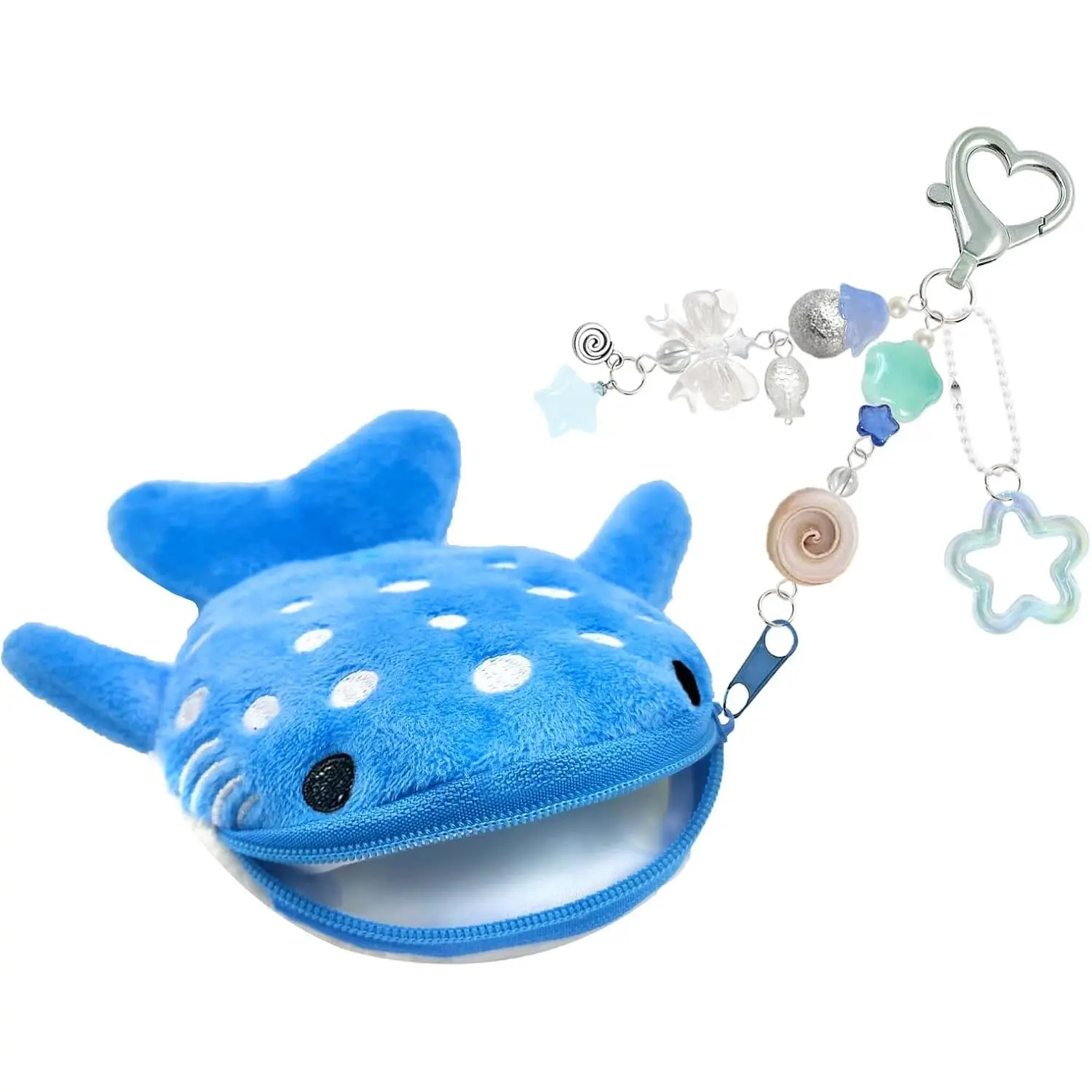 Whale Shark Coin Purse Keychain,Cute Plush Change Purse with Zipper Keychain,Kawaii Handmade Coin Pouches for Women
