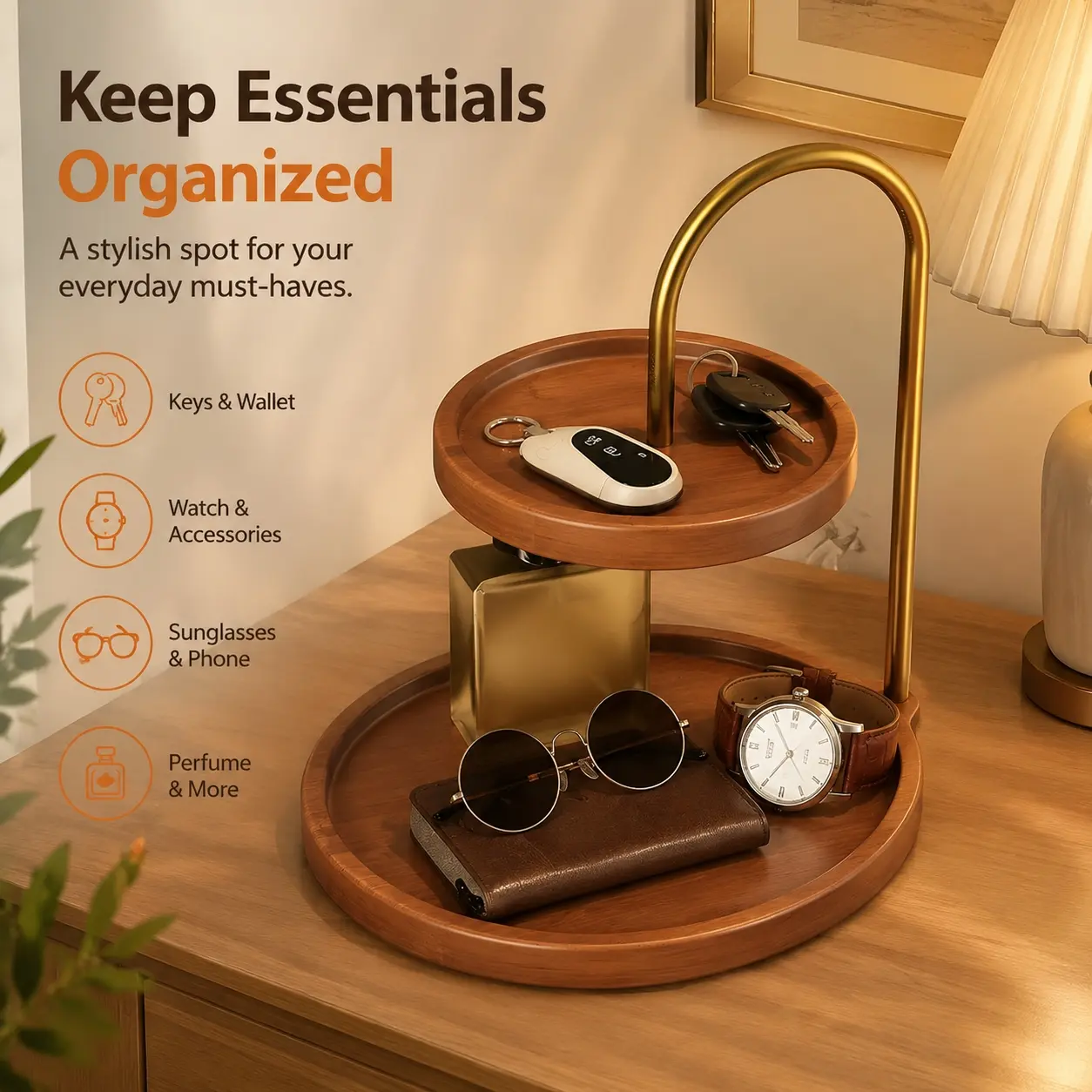 Dual‑Layer Elegant Desktop Storage Tray, Stylish Jewelry Display Holder for Accessories, Cosmetics and Snacks, Multi‑scene Minimalist Home Ornament