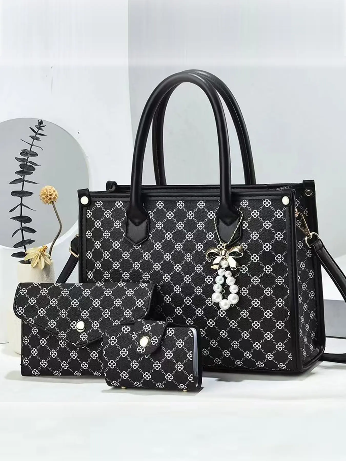 Fashion Print Three-Piece Set Vintage Crossbody Handbag, Multi-Functional Large Capacity Bag, Stylish Design, Perfect for Travel and Shopping