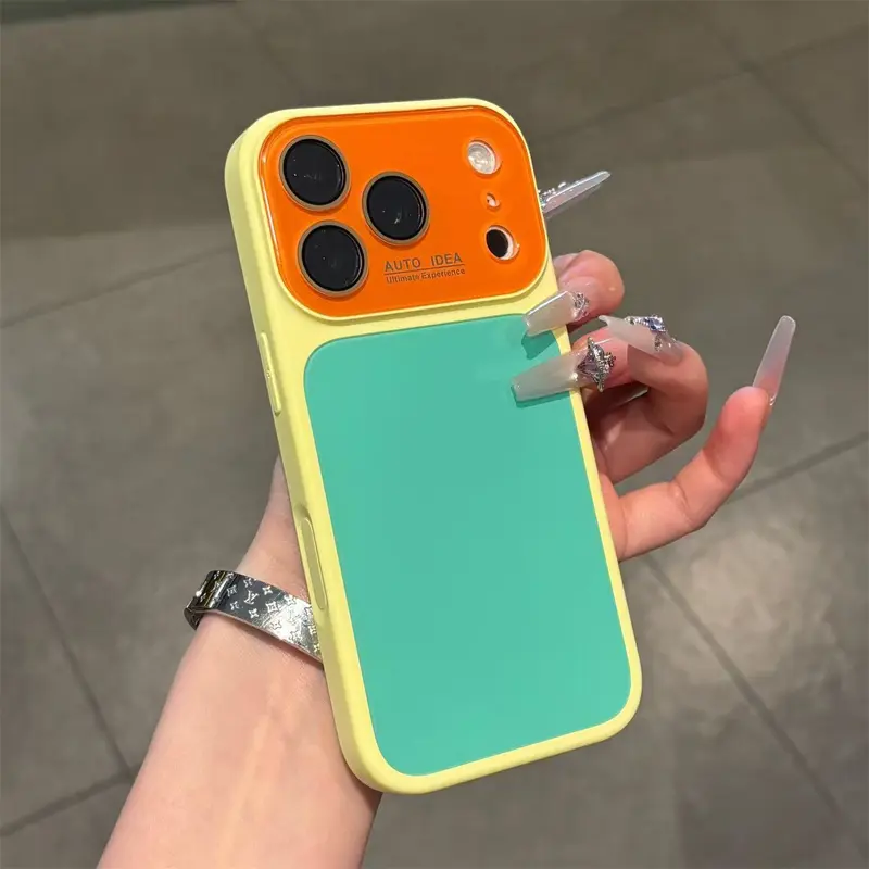 Multi-Model TPU+PC Full Cover Phone Case for iPhone 17 Pro Max, 17, 16, 15 Plus, 14, 13 - Premium Fashion Design, Lens Shield, Shockproof, Wear-Resistant, Pollution Prevention, Pantone Colors, Cushioning, Blue Pink Yellow, Pro Max Line