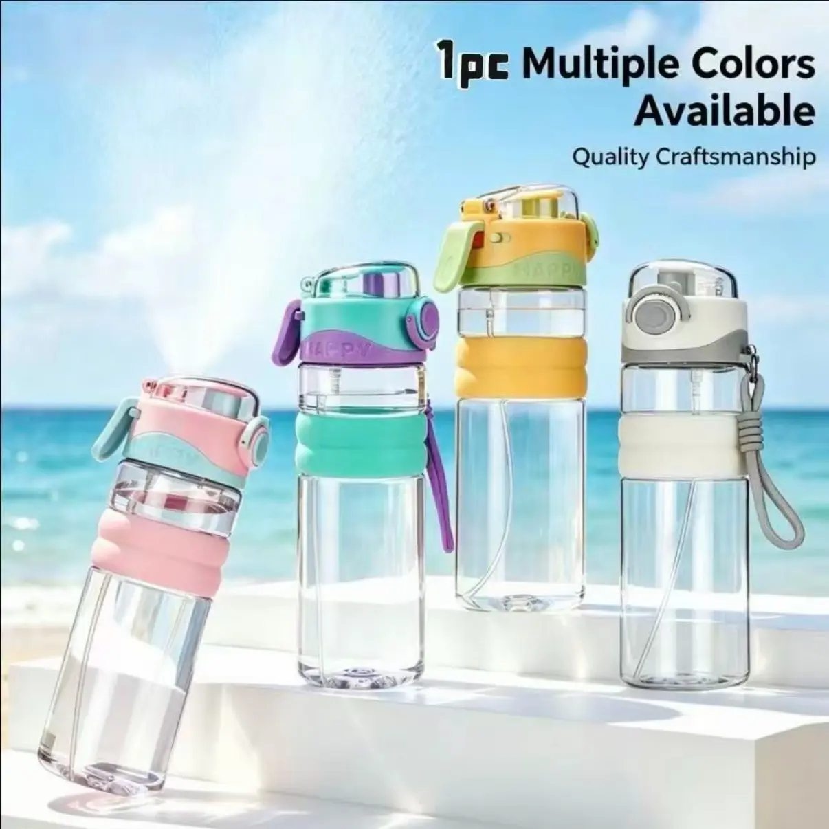 2026 Spray Cup Sports Water Bottle, Large Capacity with Straw, Fine Mist, Handle, Portable 800ML, Reusable Water Bottles, Ideal for Home Office School Travel Party, Leakproof Water Bottle, Drink Bottles, Stylish Bottle