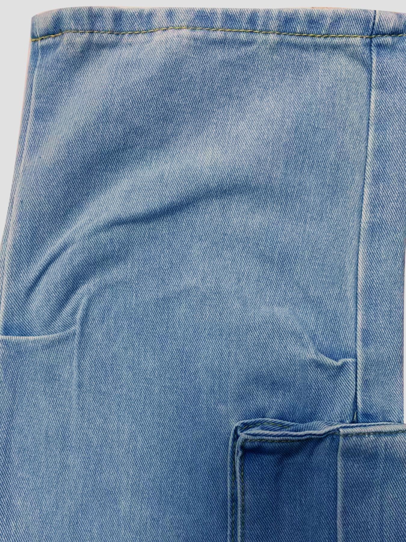 Men's Solid Flap Pocket Cargo Jeans, Loose Casual Street Fashion Denim Pants for Daily Wear, Men's Trousers for All Seasons