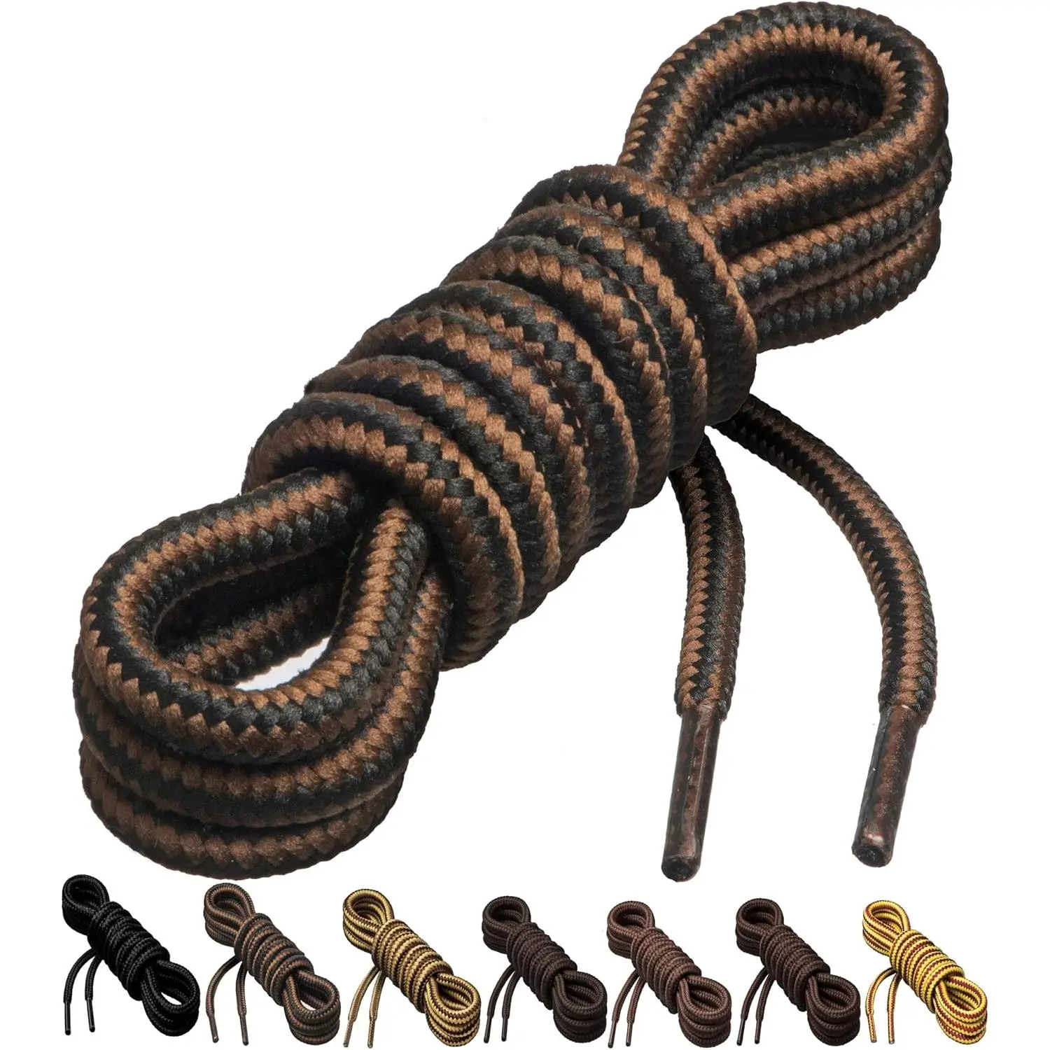 1/5" Thick Tough and Heavy Duty Round Boot laces lace Shoelaces for Boots and Hiking Shoes.