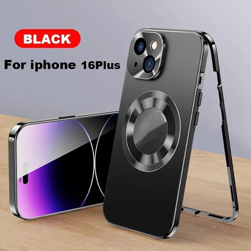 2-In-1 Magnetic Privacy Phone Case with Anti-Spy Screen Protection and Full Metal Bumper, Compatible with iPhone 16/15/14/13/12 Pro Max Plus Series